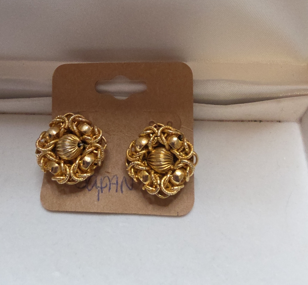 Japan Rags Gold Filigree Cluster Stud Earrings